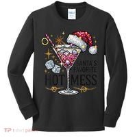 Women Santas Favorite Hot Mess Funny Margarita Gift Kids Long Sleeve Shirt thumb 0