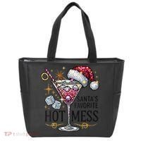 Women Santas Favorite Hot Mess Funny Margarita Gift Tote Bag thumb 0