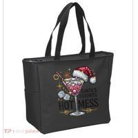 Women Santas Favorite Hot Mess Funny Margarita Gift Tote Bag thumb 2