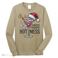 Women Santas Favorite Hot Mess Funny Margarita Gift Long Sleeve Shirt thumb 0