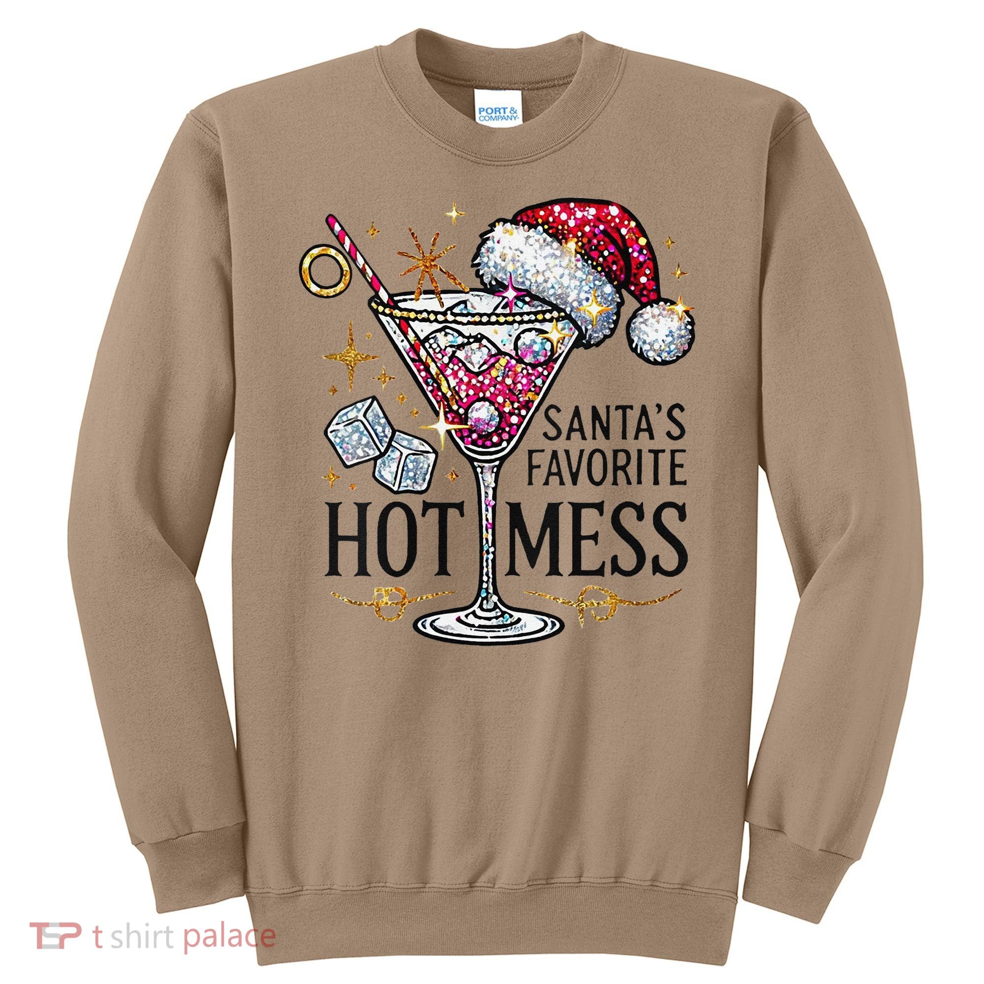 Women Santas Favorite Hot Mess Funny Margarita Gift Sweatshirt