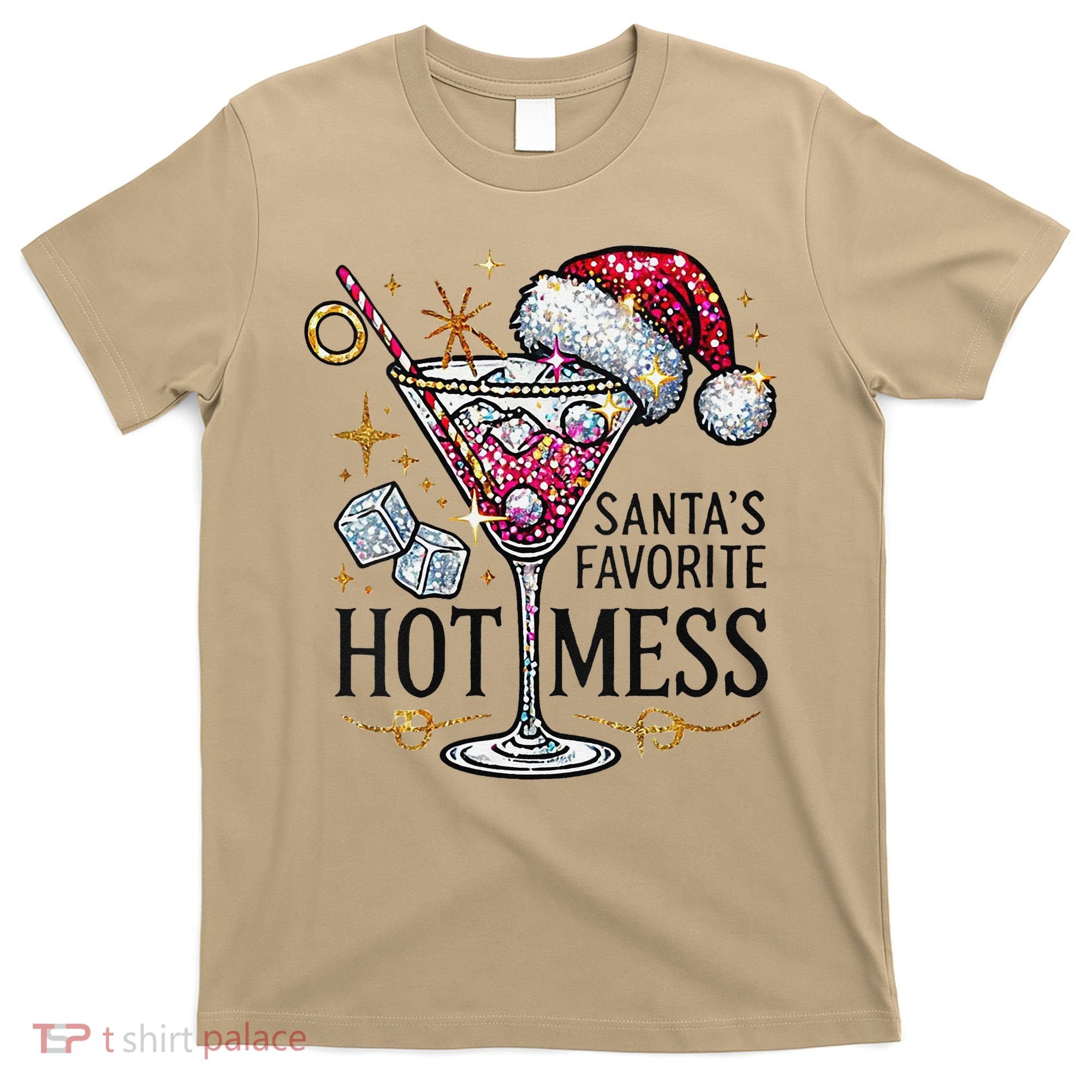 Women Santas Favorite Hot Mess Funny Margarita Gift T-Shirt