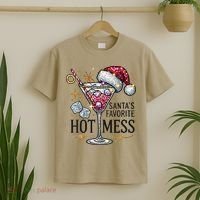 Women Santas Favorite Hot Mess Funny Margarita Gift T-Shirt thumb 2