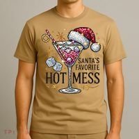 Women Santas Favorite Hot Mess Funny Margarita Gift T-Shirt thumb 3