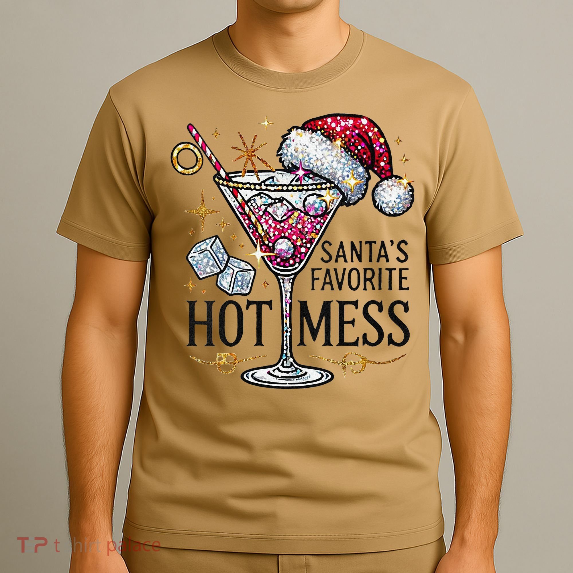 Women Santas Favorite Hot Mess Funny Margarita Gift T-Shirt