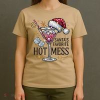 Women Santas Favorite Hot Mess Funny Margarita Gift T-Shirt thumb 4