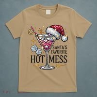 Women Santas Favorite Hot Mess Funny Margarita Gift T-Shirt thumb 5