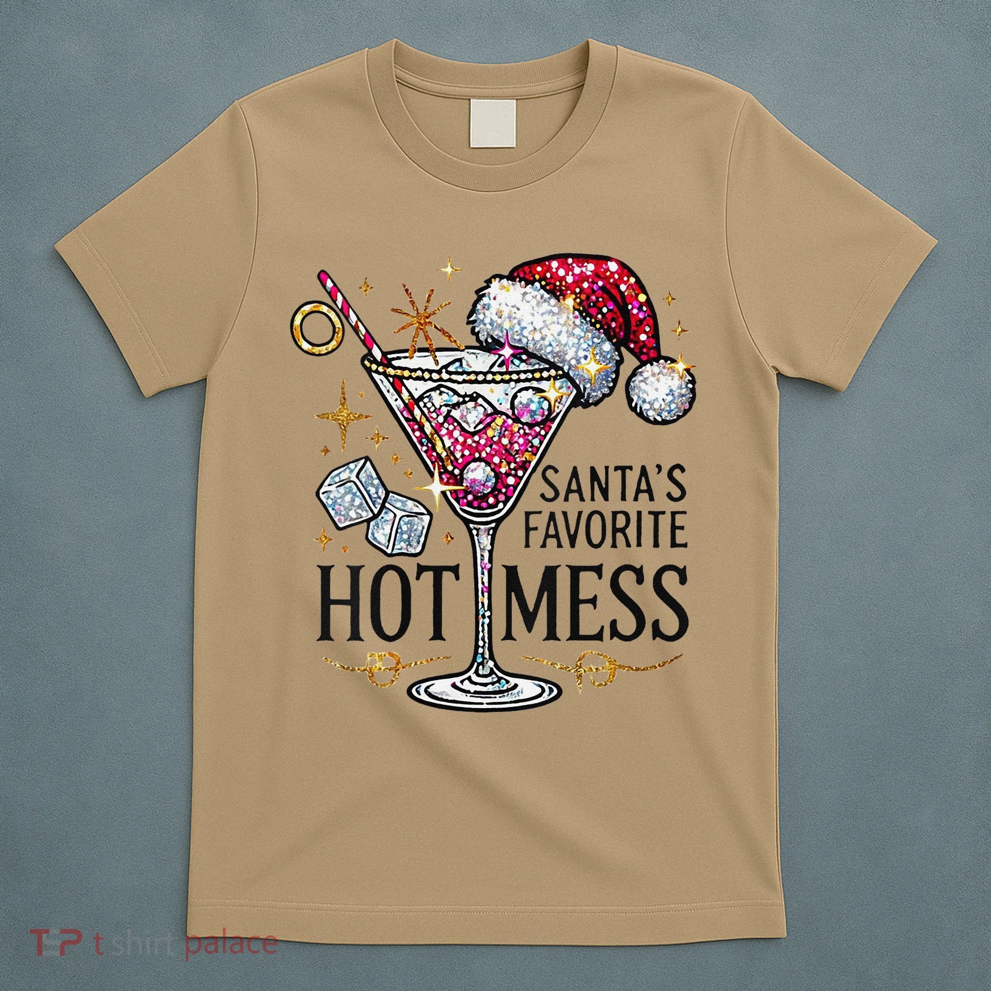Women Santas Favorite Hot Mess Funny Margarita Gift T-Shirt