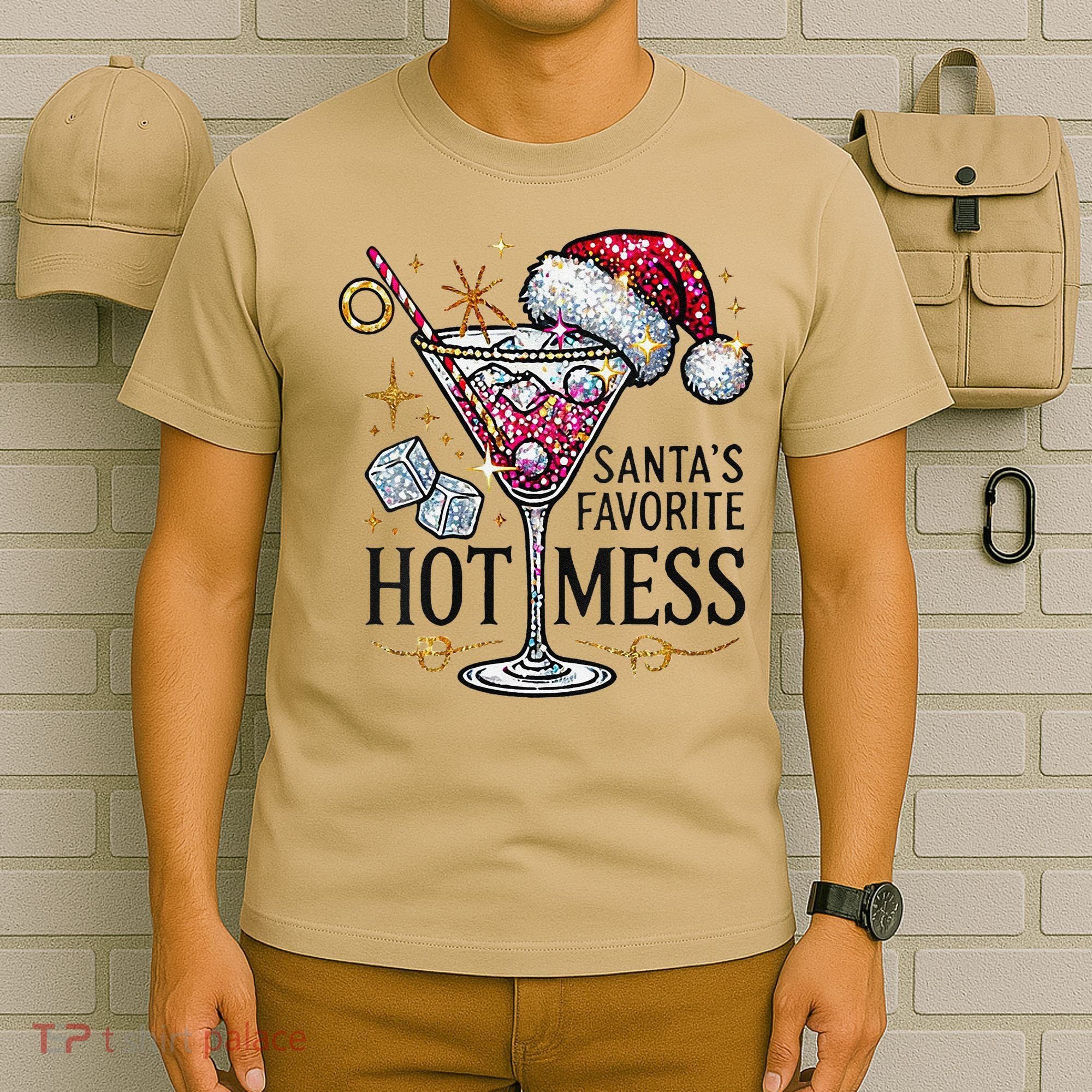 Women Santas Favorite Hot Mess Funny Margarita Gift T-Shirt