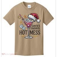 Women Santas Favorite Hot Mess Funny Margarita Gift Kids T-Shirt thumb 0