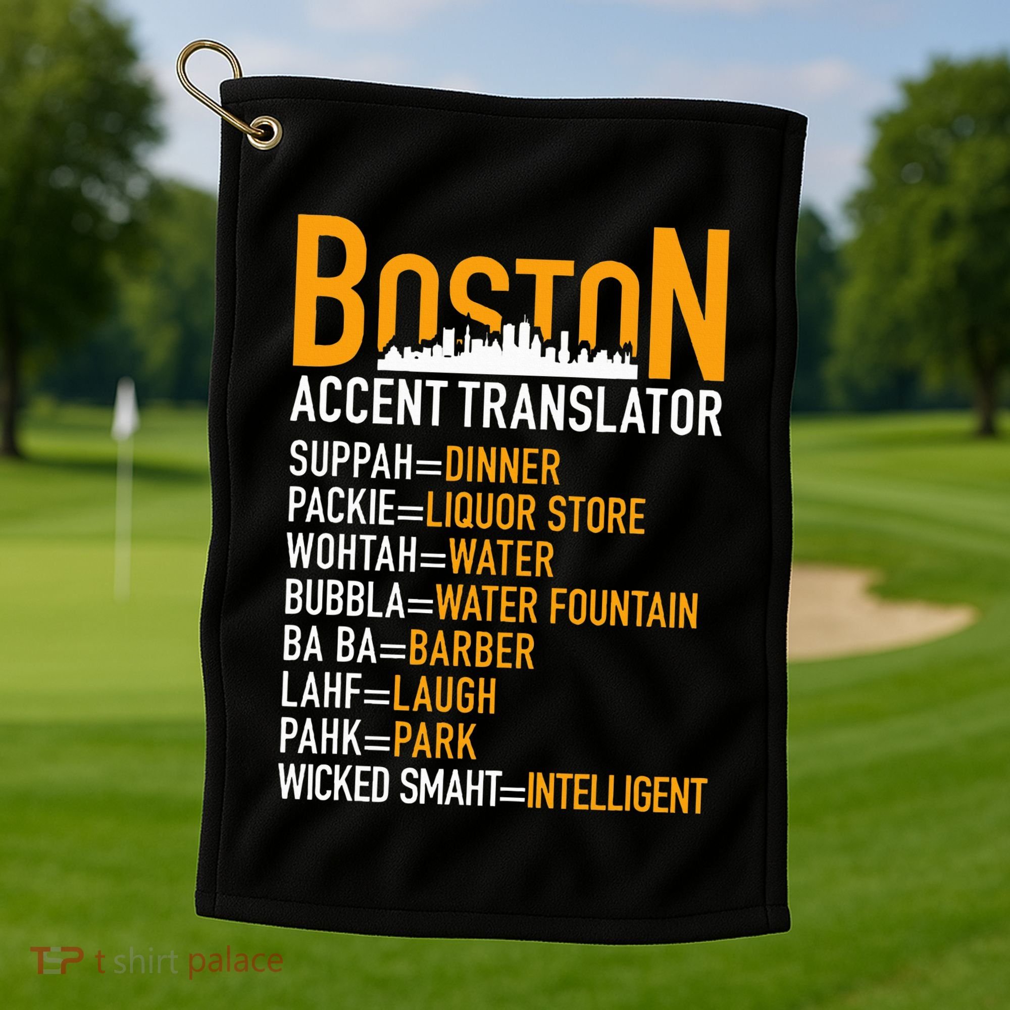Wicke Smaht Funny Boston Accent Translator Golf Towel