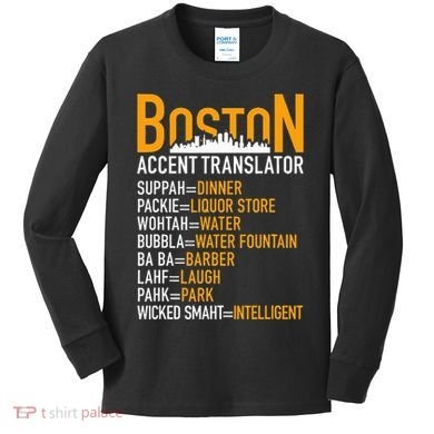 Wicke Smaht Funny Boston Accent Translator Kids Long Sleeve Shirt