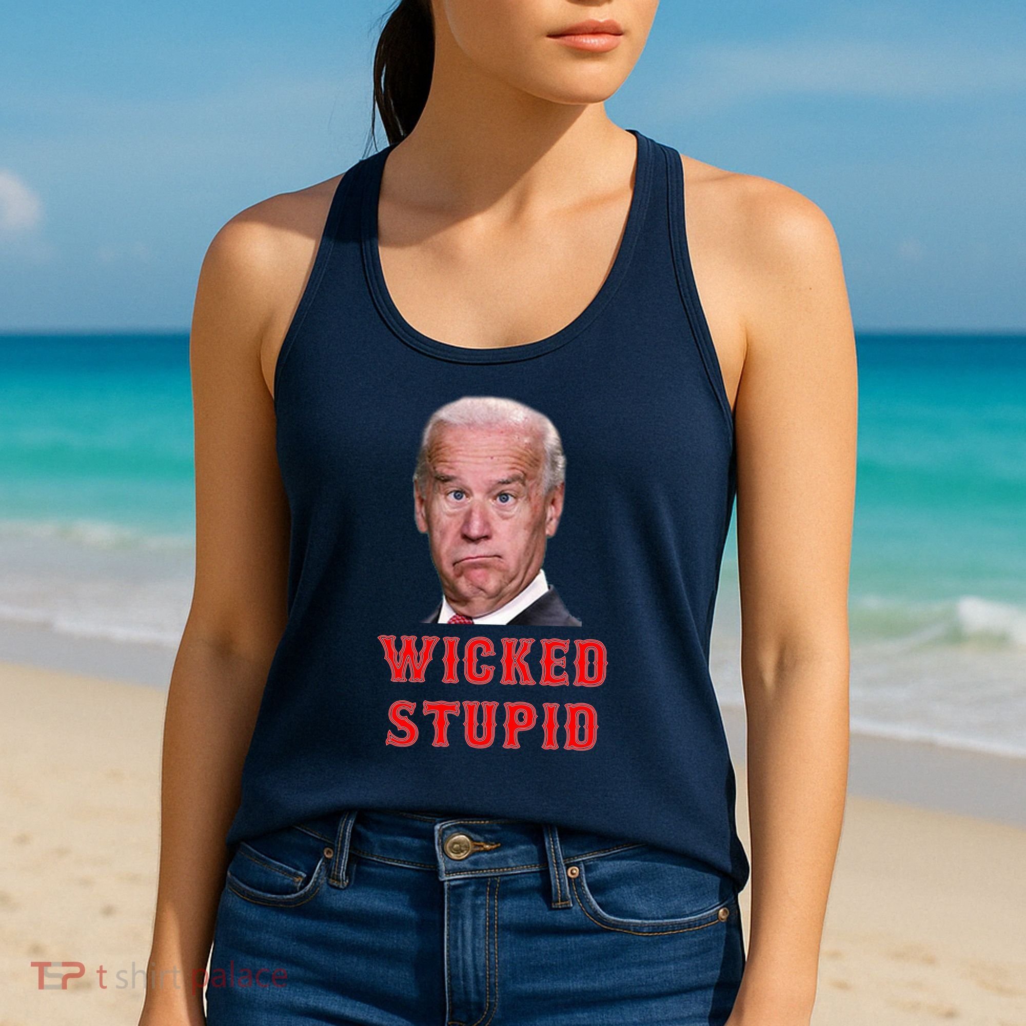 Wicked Stupid Funny Joe Biden Boston Women's Tank Top