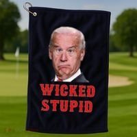 Wicked Stupid Funny Joe Biden Boston Golf Towel thumb 1