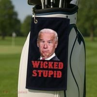 Wicked Stupid Funny Joe Biden Boston Golf Towel thumb 2