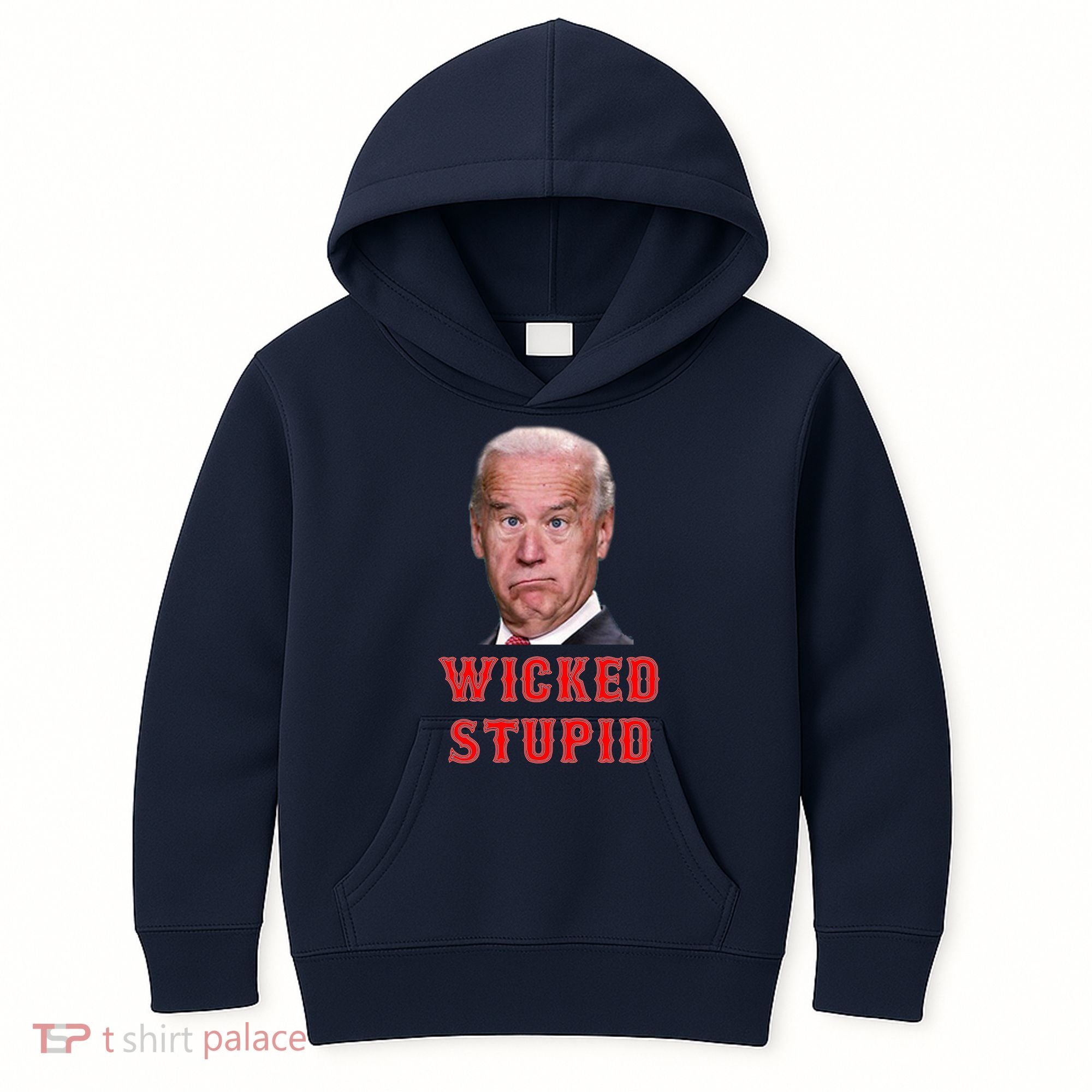 Wicked Stupid Funny Joe Biden Boston Kids Hoodie