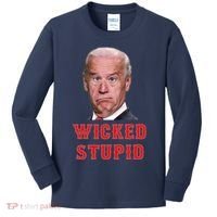Wicked Stupid Funny Joe Biden Boston Kids Long Sleeve Shirt thumb 0