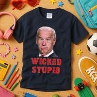 Wicked Stupid Funny Joe Biden Boston Kids T-Shirt thumb 3