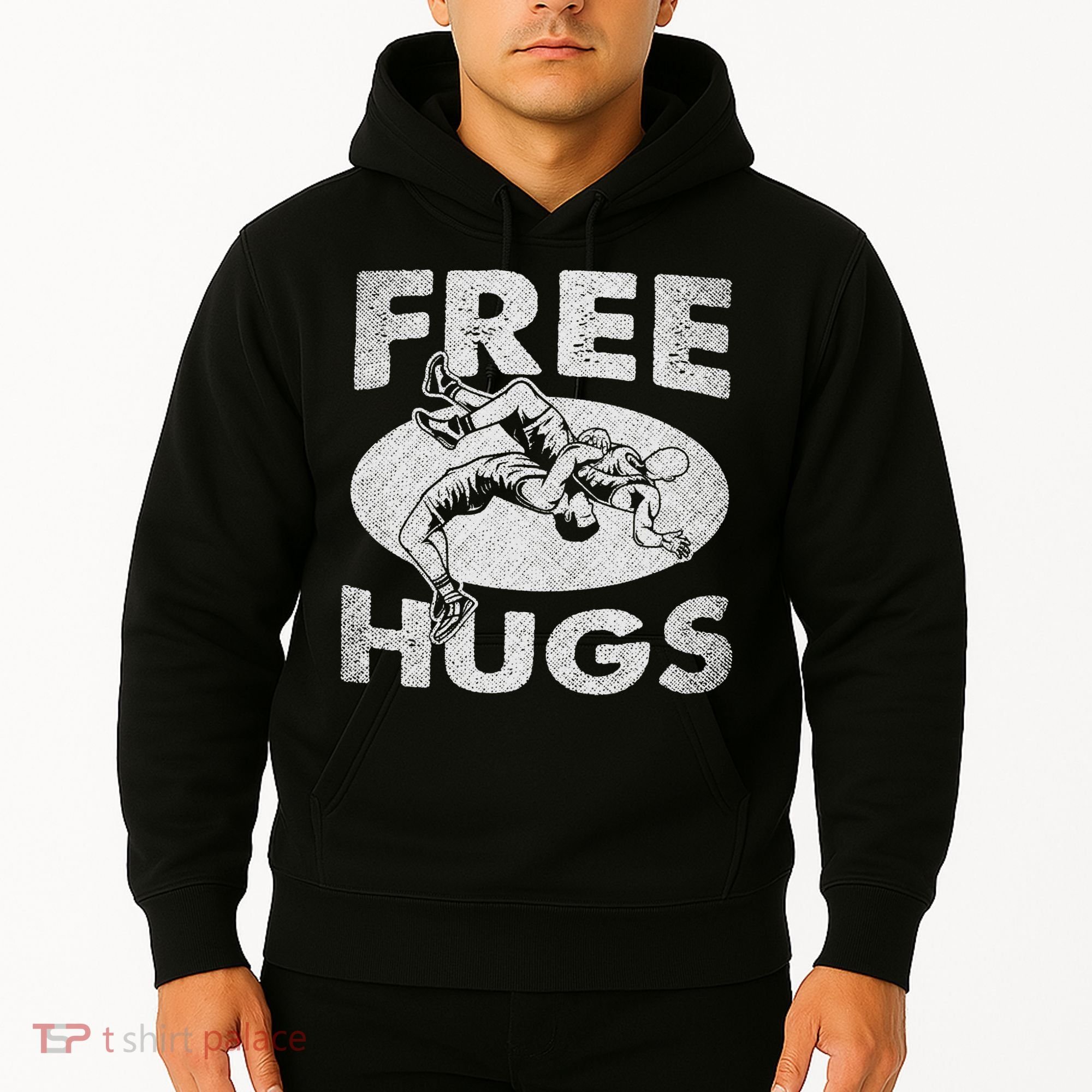 Wrestling Shirts  Funny Free Hugs Wrestling  Coach Hoodie