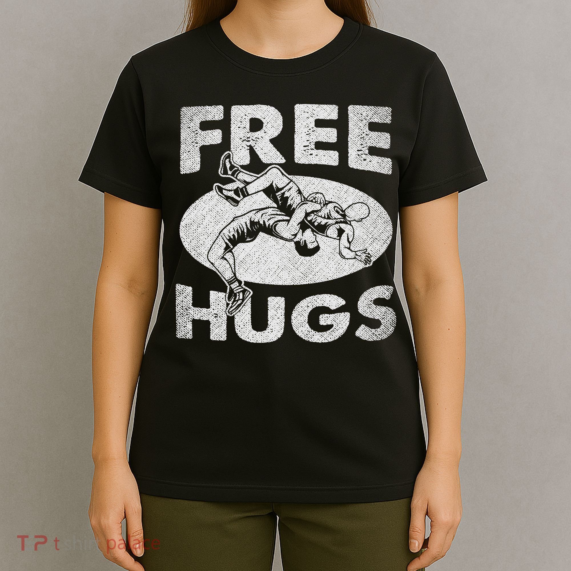 Wrestling Shirts  Funny Free Hugs Wrestling  Coach T-Shirt