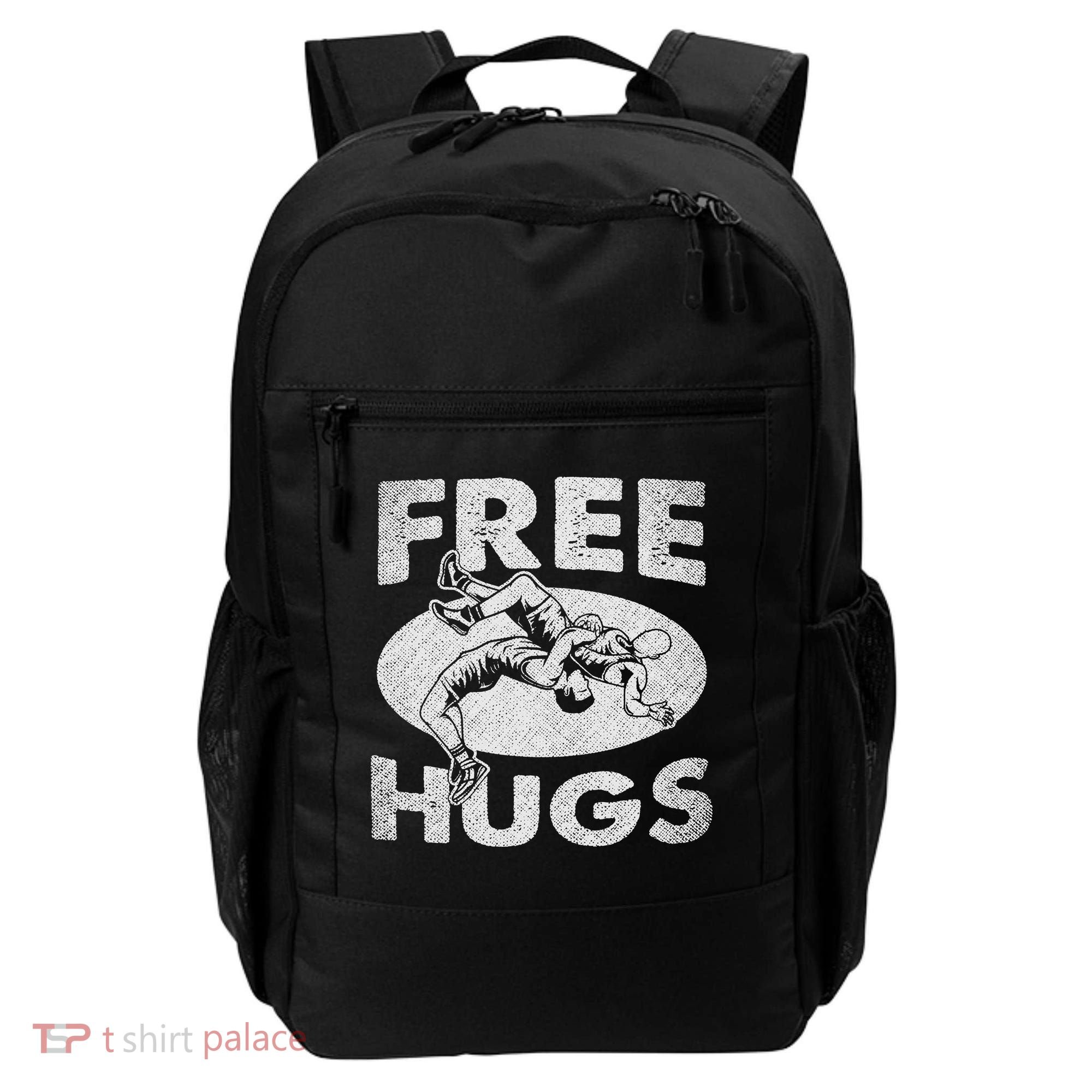Wrestling Shirts  Funny Free Hugs Wrestling  Coach Backpack