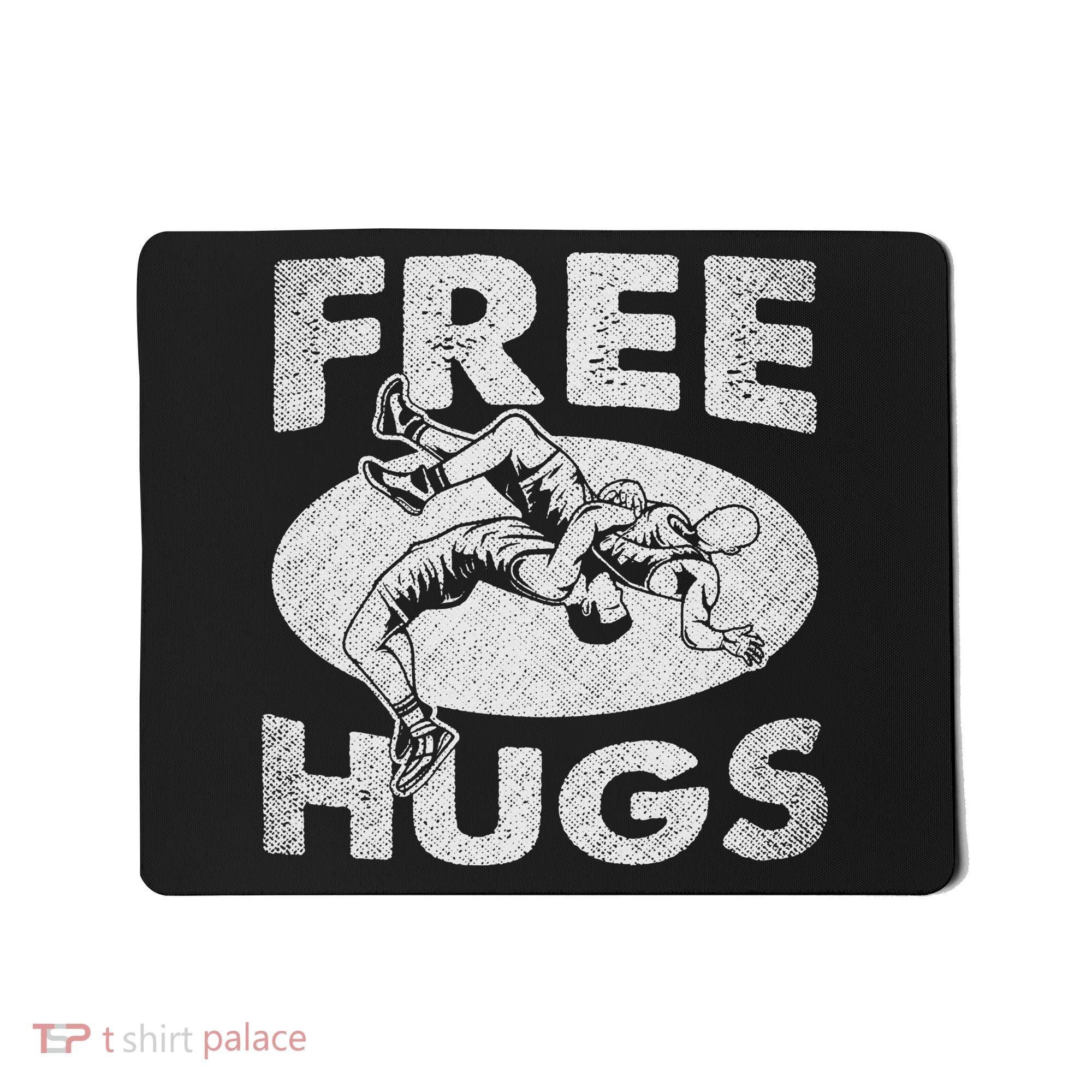 Wrestling Shirts  Funny Free Hugs Wrestling  Coach Mousepad