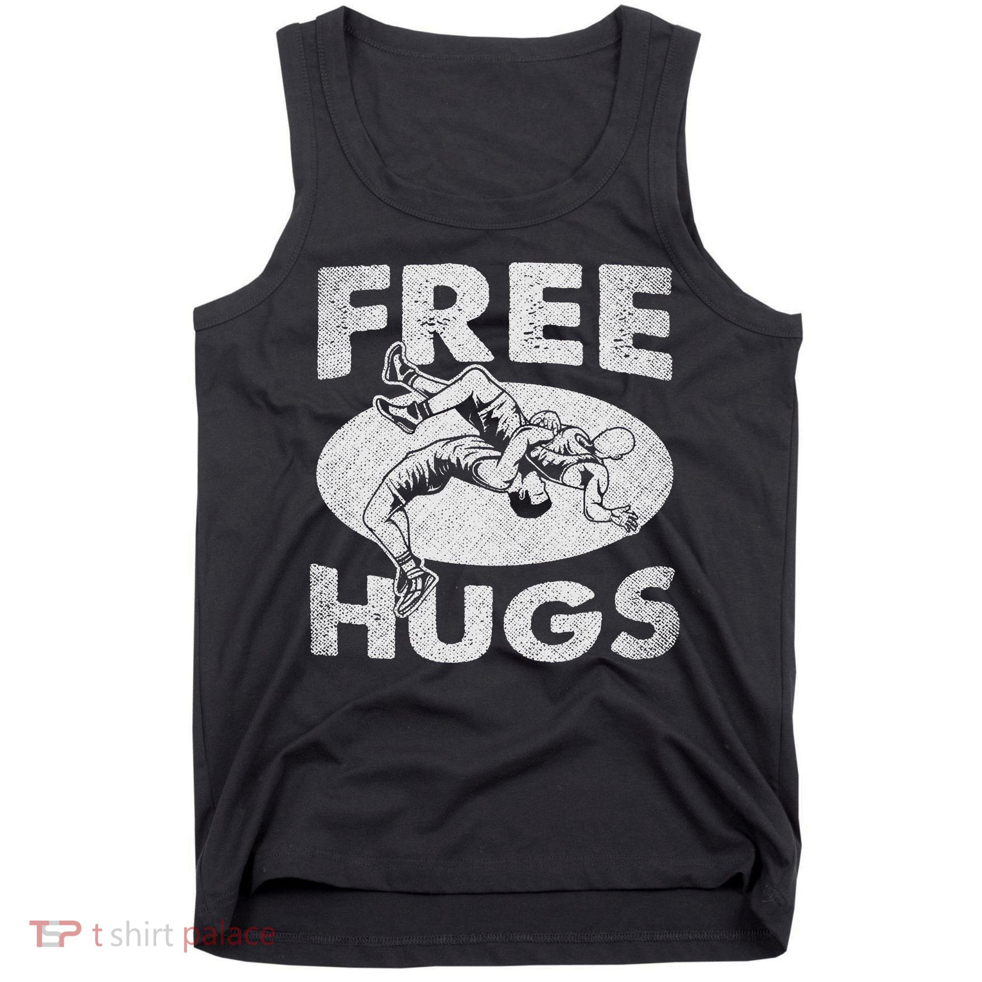 Wrestling Shirts  Funny Free Hugs Wrestling  Coach Tank Top