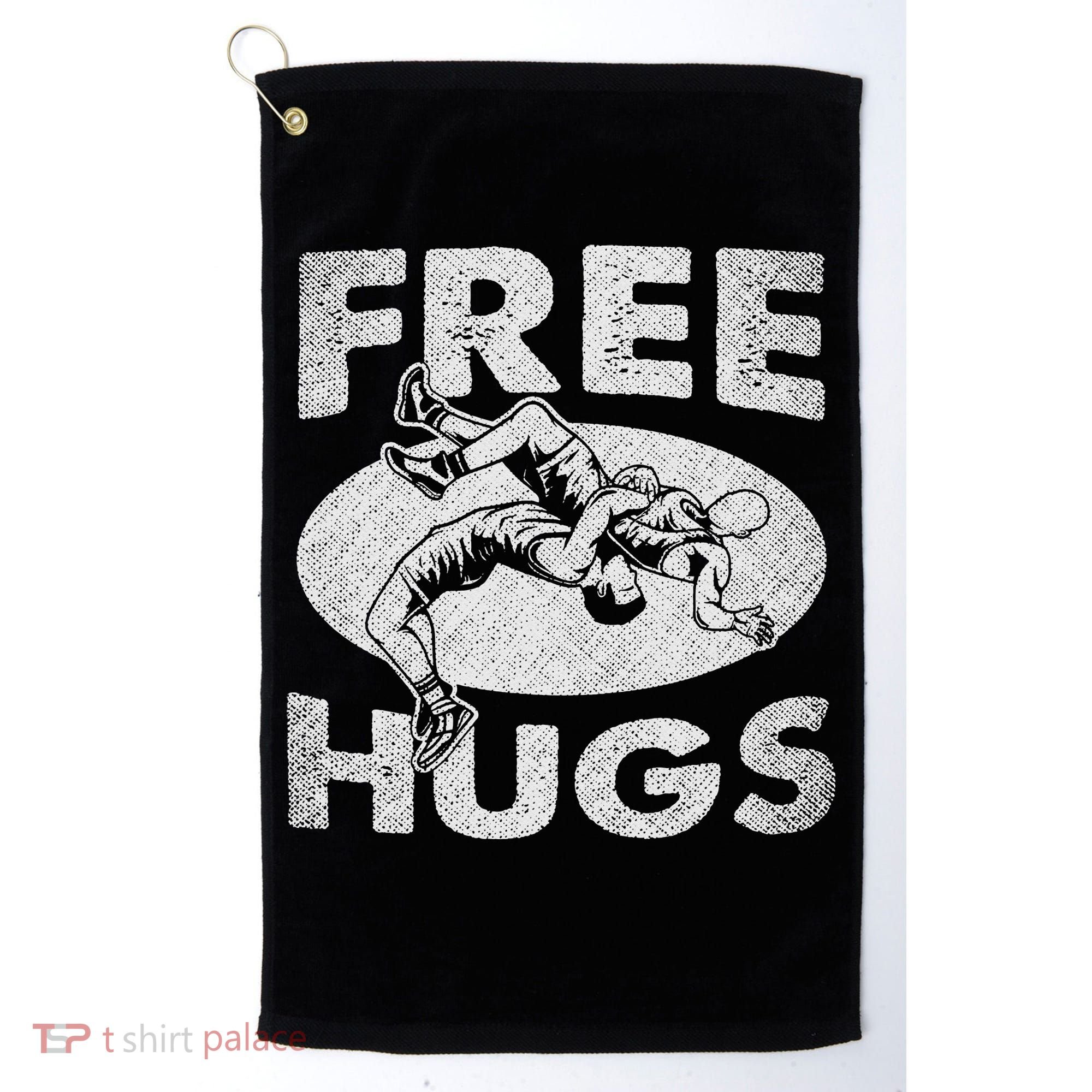 Wrestling Shirts  Funny Free Hugs Wrestling  Coach Golf Towel