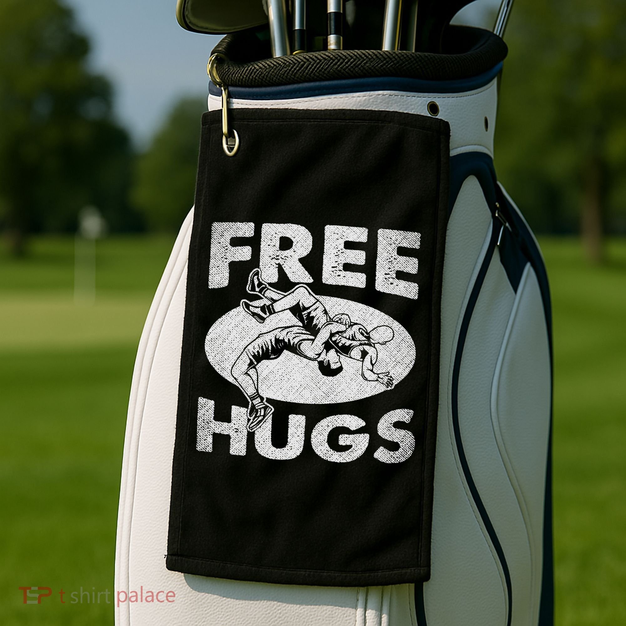 Wrestling Shirts  Funny Free Hugs Wrestling  Coach Golf Towel