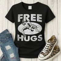 Wrestling Shirts  Funny Free Hugs Wrestling  Coach Women's T-Shirt thumb 3