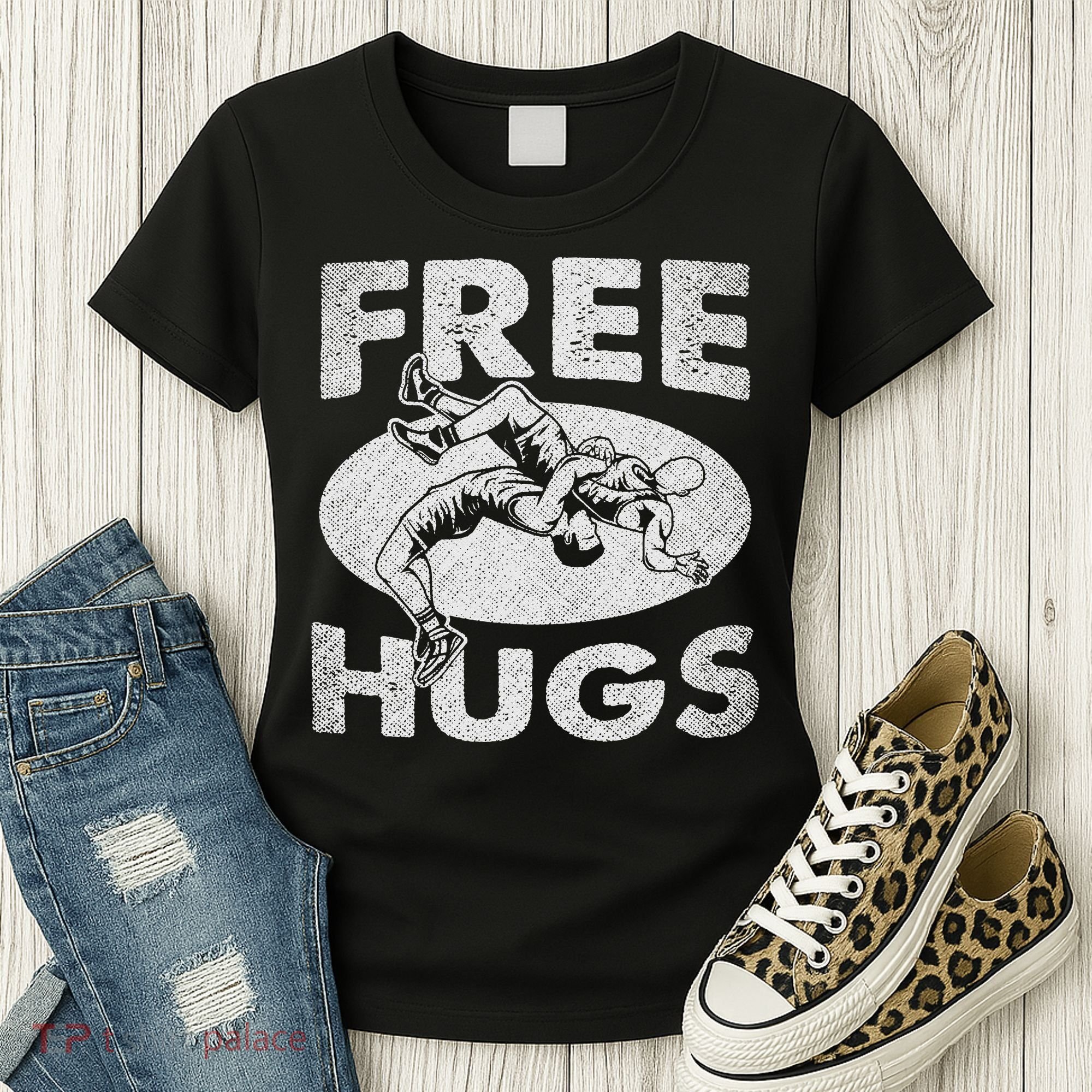 Wrestling Shirts  Funny Free Hugs Wrestling  Coach Women's T-Shirt