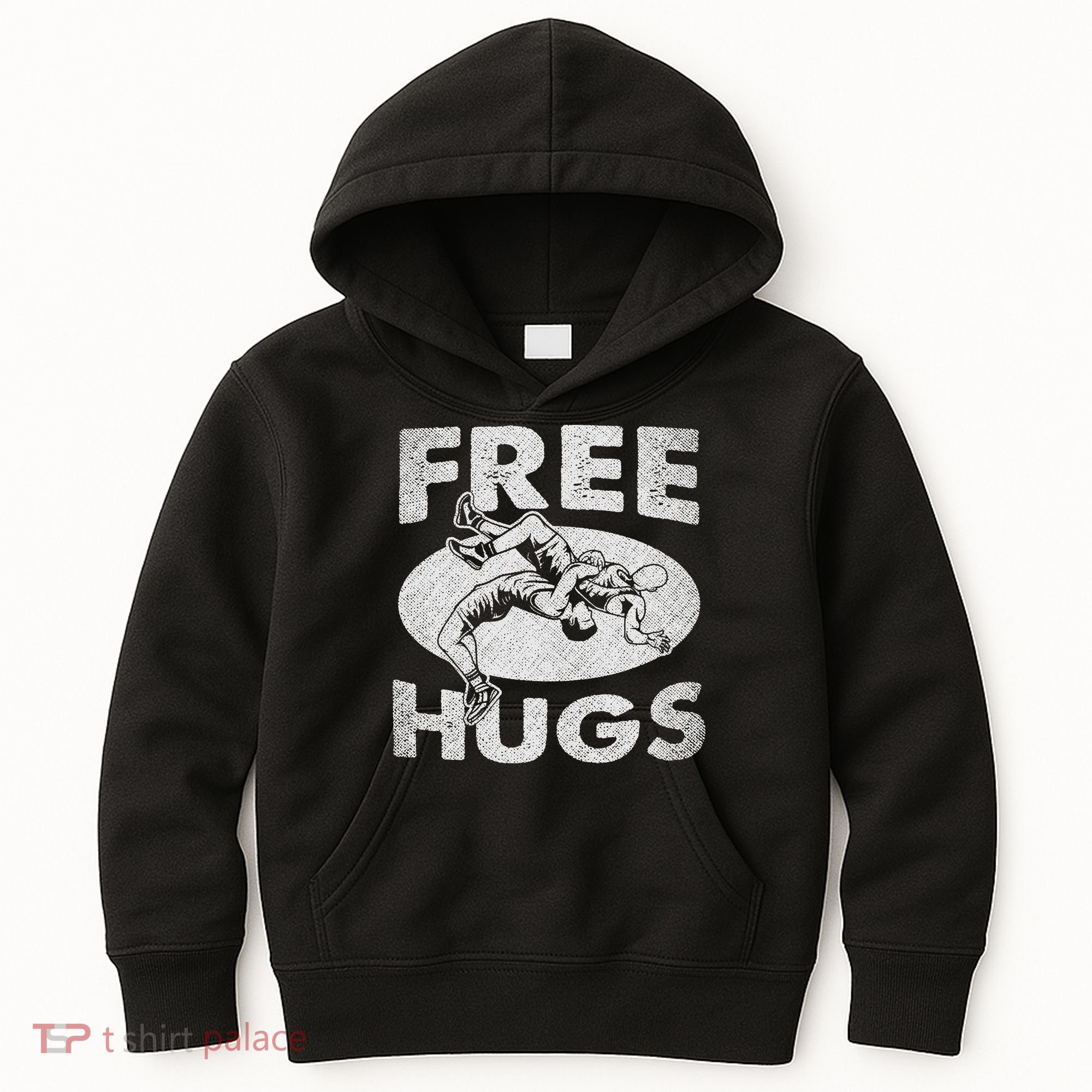 Wrestling Shirts  Funny Free Hugs Wrestling  Coach Kids Hoodie