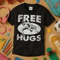 Wrestling Shirts  Funny Free Hugs Wrestling  Coach Kids T-Shirt thumb 3