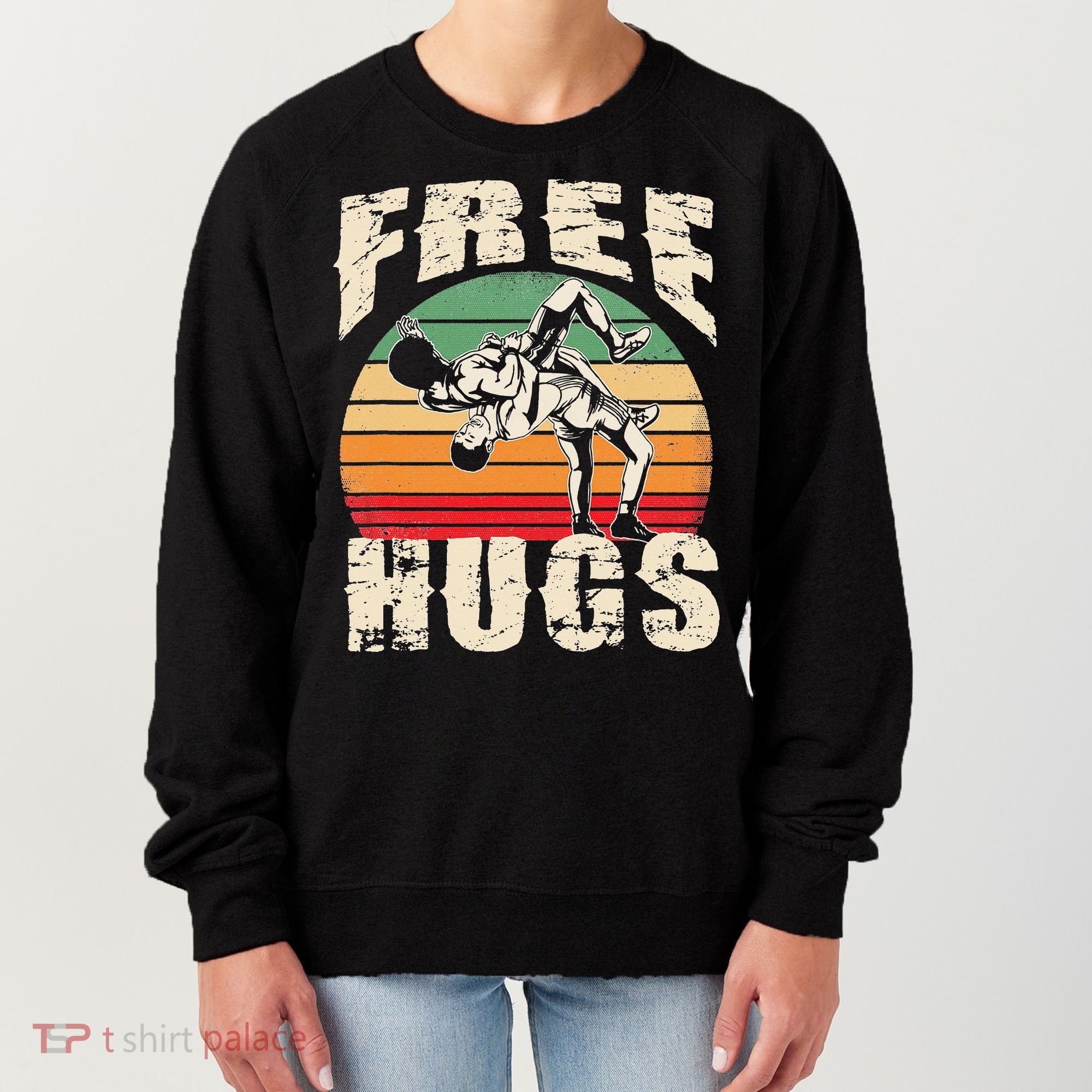 Wrestling Shirts  Funny Free Hugs Wrestling  Coach Women's Sweatshirt