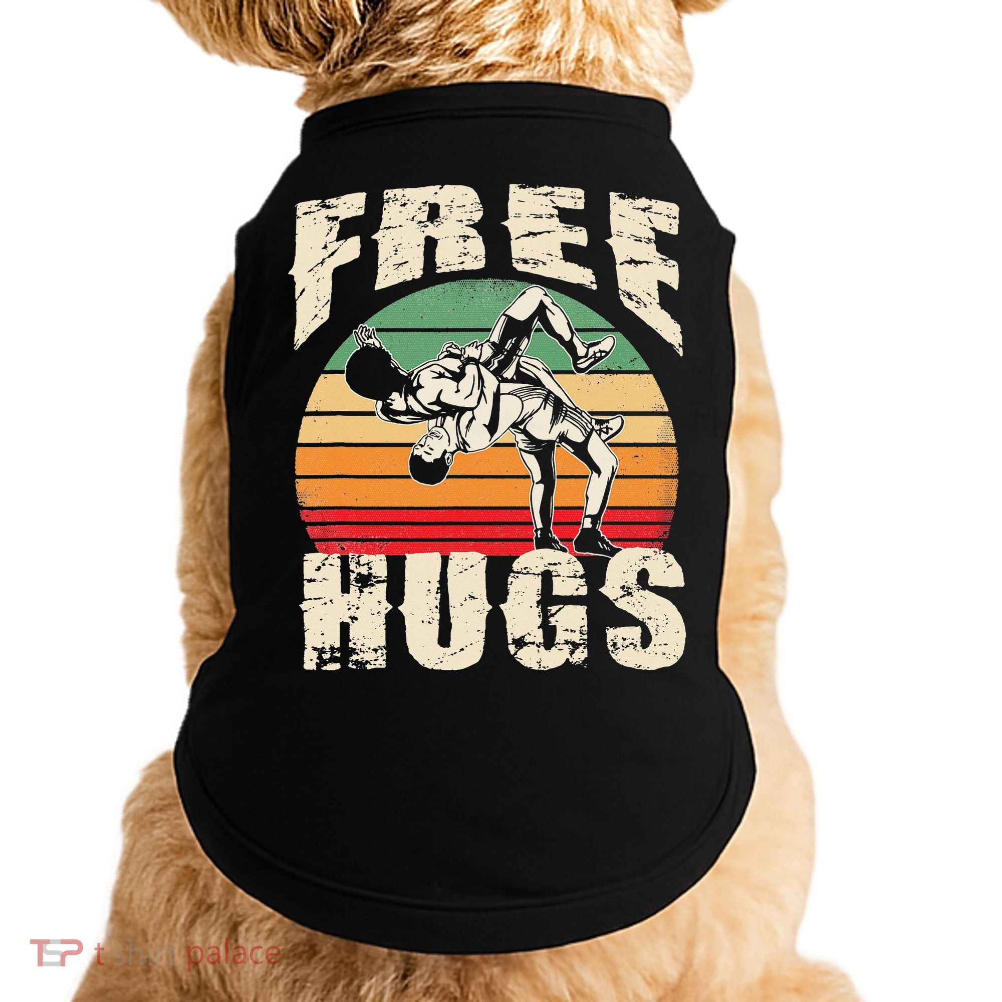 Wrestling Shirts  Funny Free Hugs Wrestling  Coach Doggie Tank