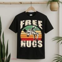 Wrestling Shirts  Funny Free Hugs Wrestling  Coach T-Shirt thumb 2
