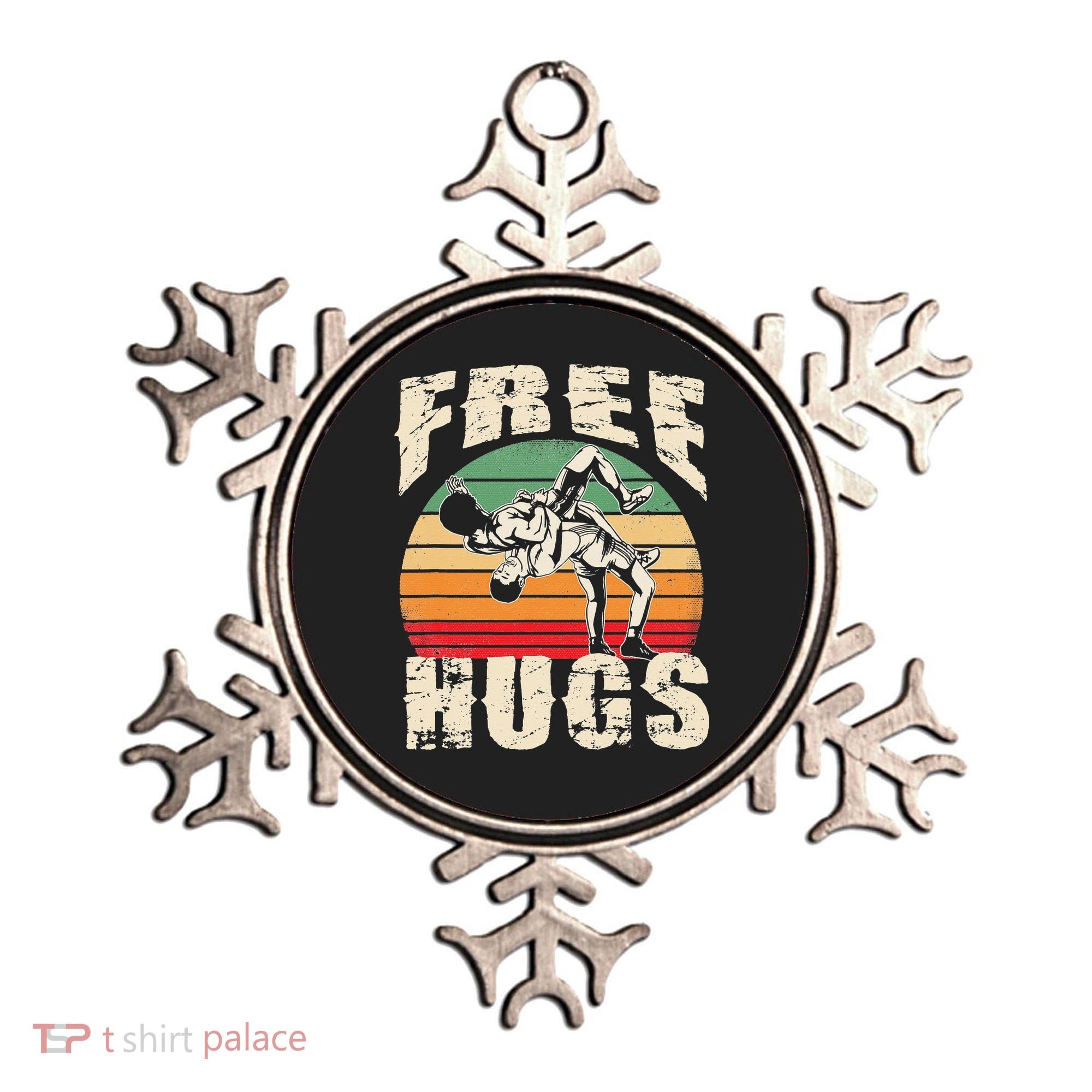 Wrestling Shirts  Funny Free Hugs Wrestling  Coach Ornament