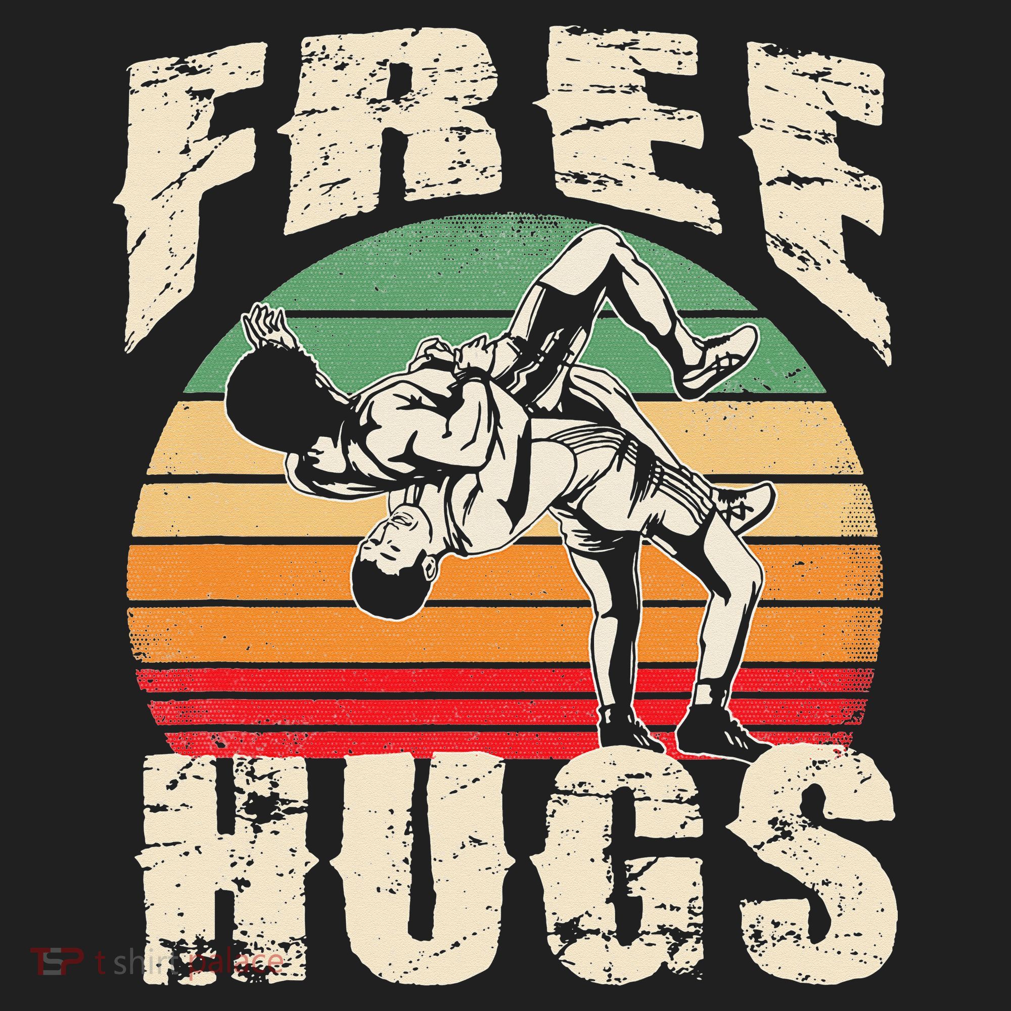 Wrestling Shirts  Funny Free Hugs Wrestling  Coach Hat