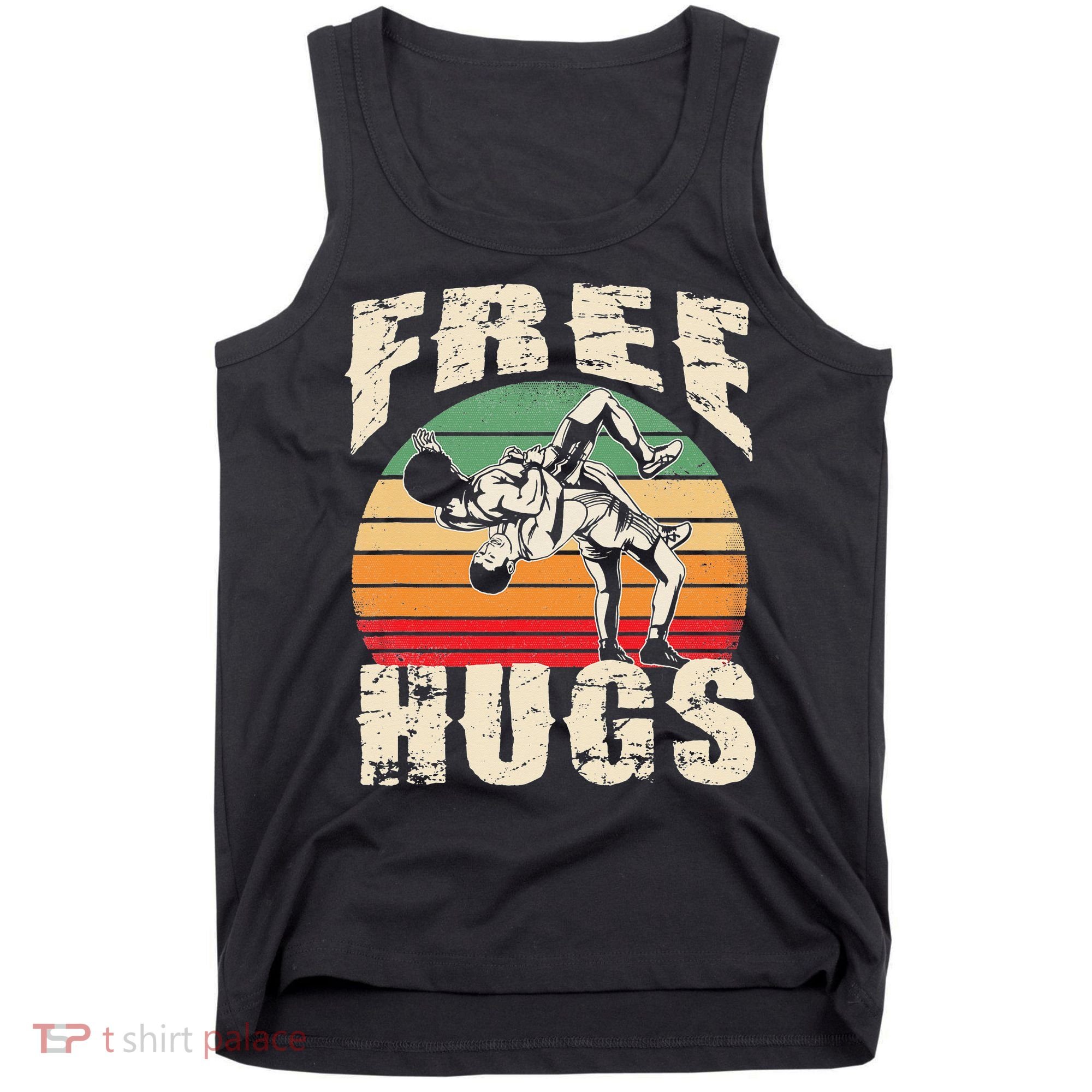 Wrestling Shirts  Funny Free Hugs Wrestling  Coach Tank Top