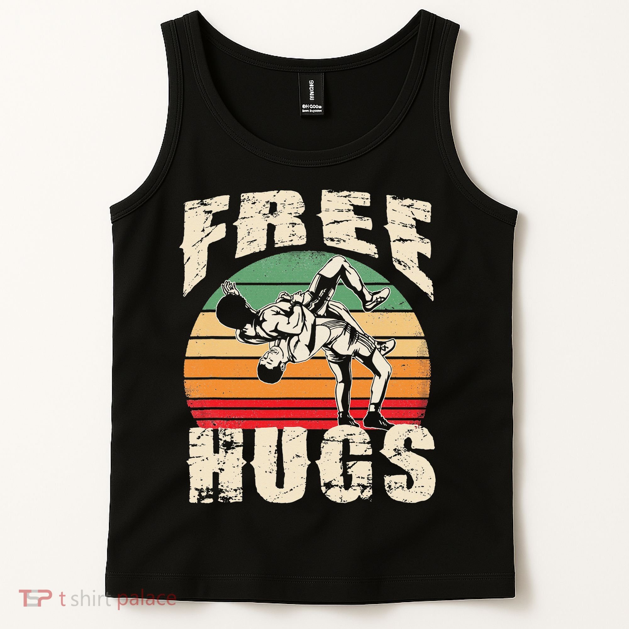 Wrestling Shirts  Funny Free Hugs Wrestling  Coach Tank Top