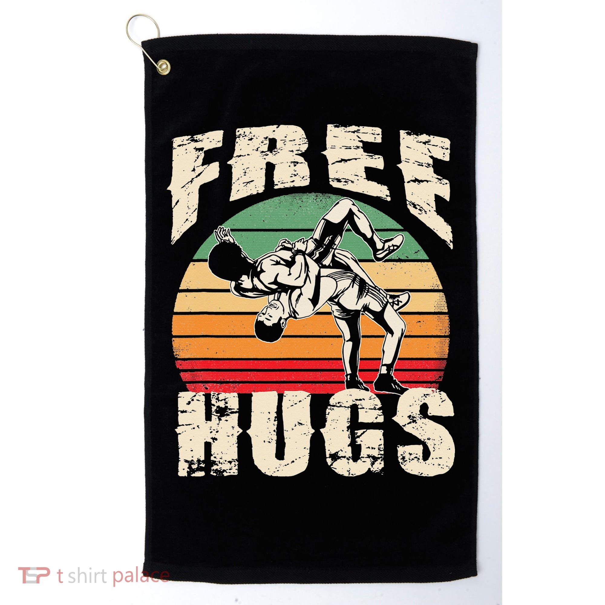 Wrestling Shirts  Funny Free Hugs Wrestling  Coach Golf Towel