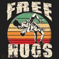 Wrestling Shirts  Funny Free Hugs Wrestling  Coach Golf Towel thumb 3