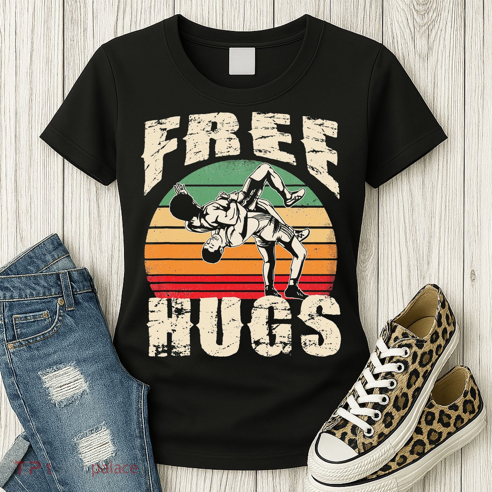 Wrestling Shirts  Funny Free Hugs Wrestling  Coach Women's T-Shirt