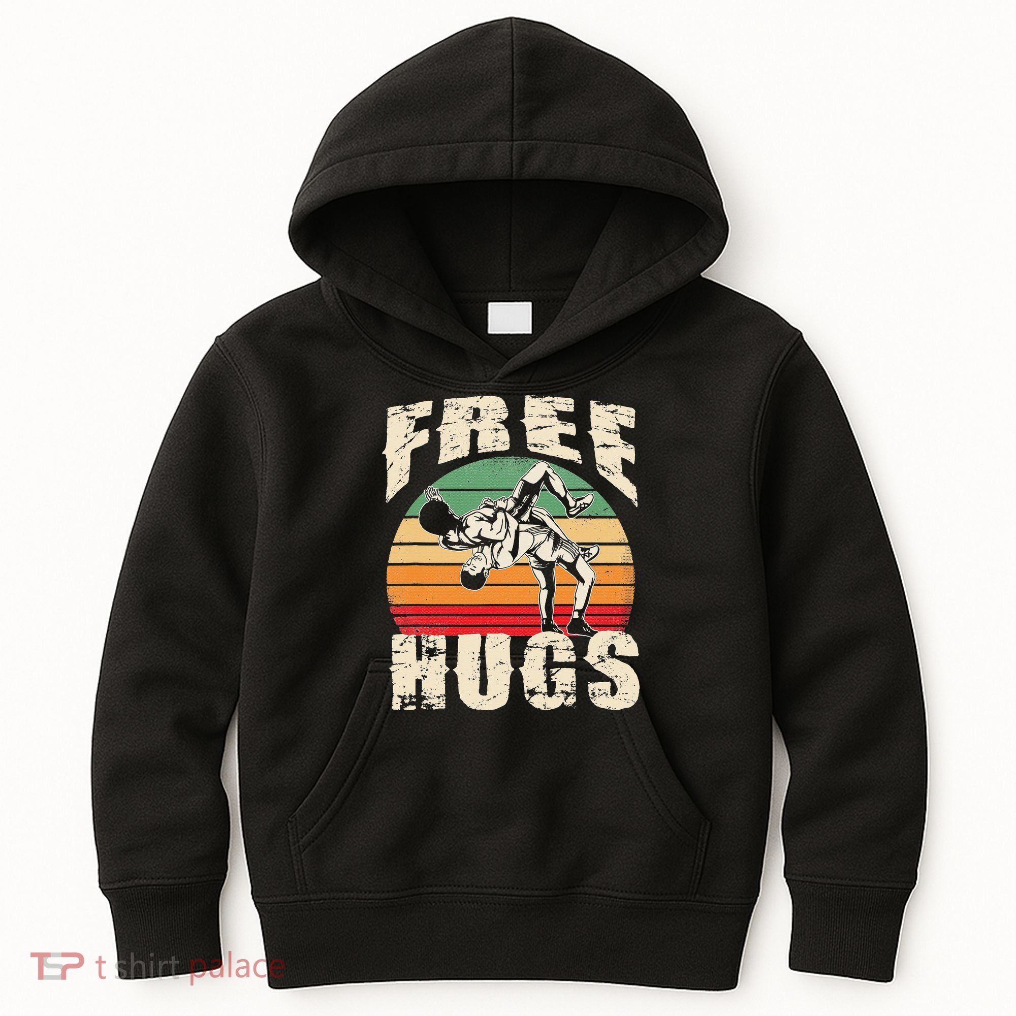 Wrestling Shirts  Funny Free Hugs Wrestling  Coach Kids Hoodie