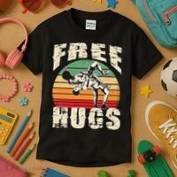 Wrestling Shirts  Funny Free Hugs Wrestling  Coach Kids T-Shirt thumb 3