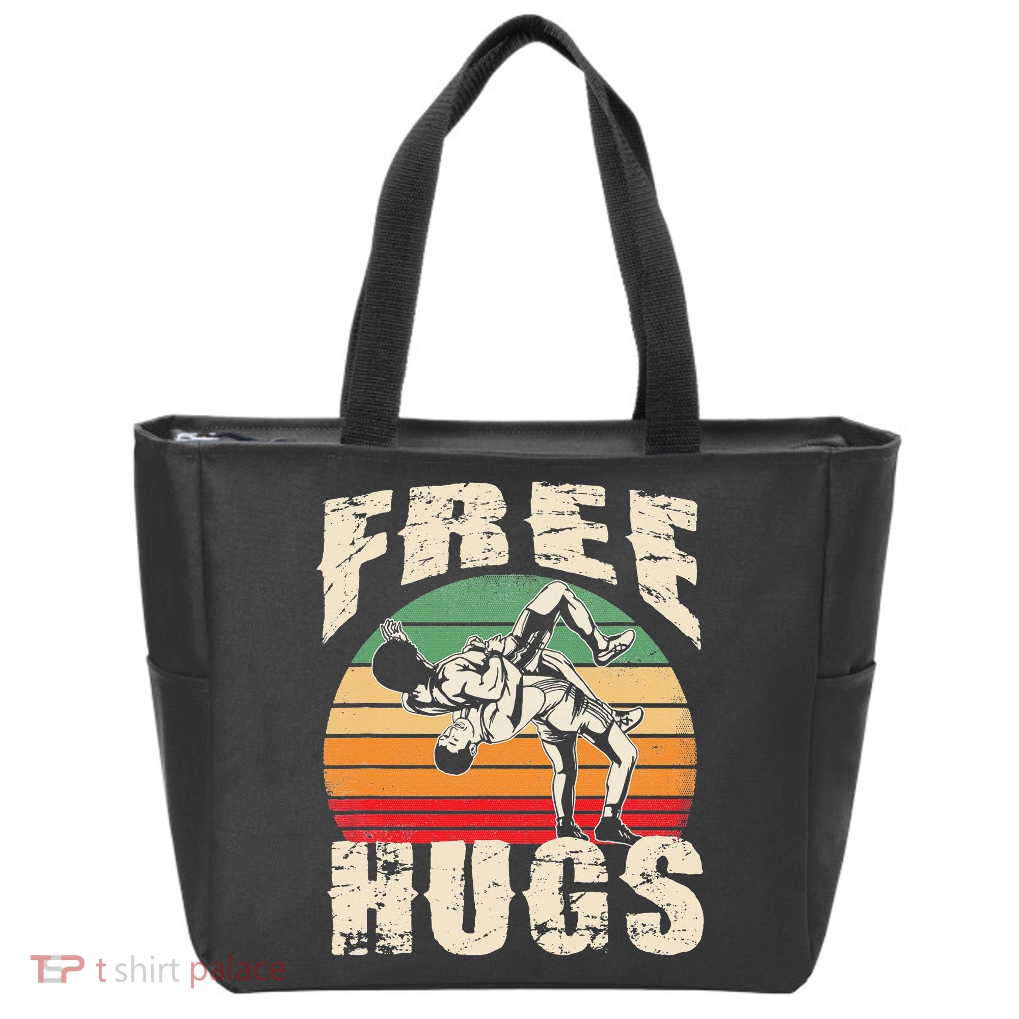 Wrestling Shirts  Funny Free Hugs Wrestling  Coach Tote Bag
