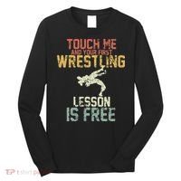 Wrestling Shirts  Funny Free Hugs Wrestling  Coach Long Sleeve Shirt thumb 0