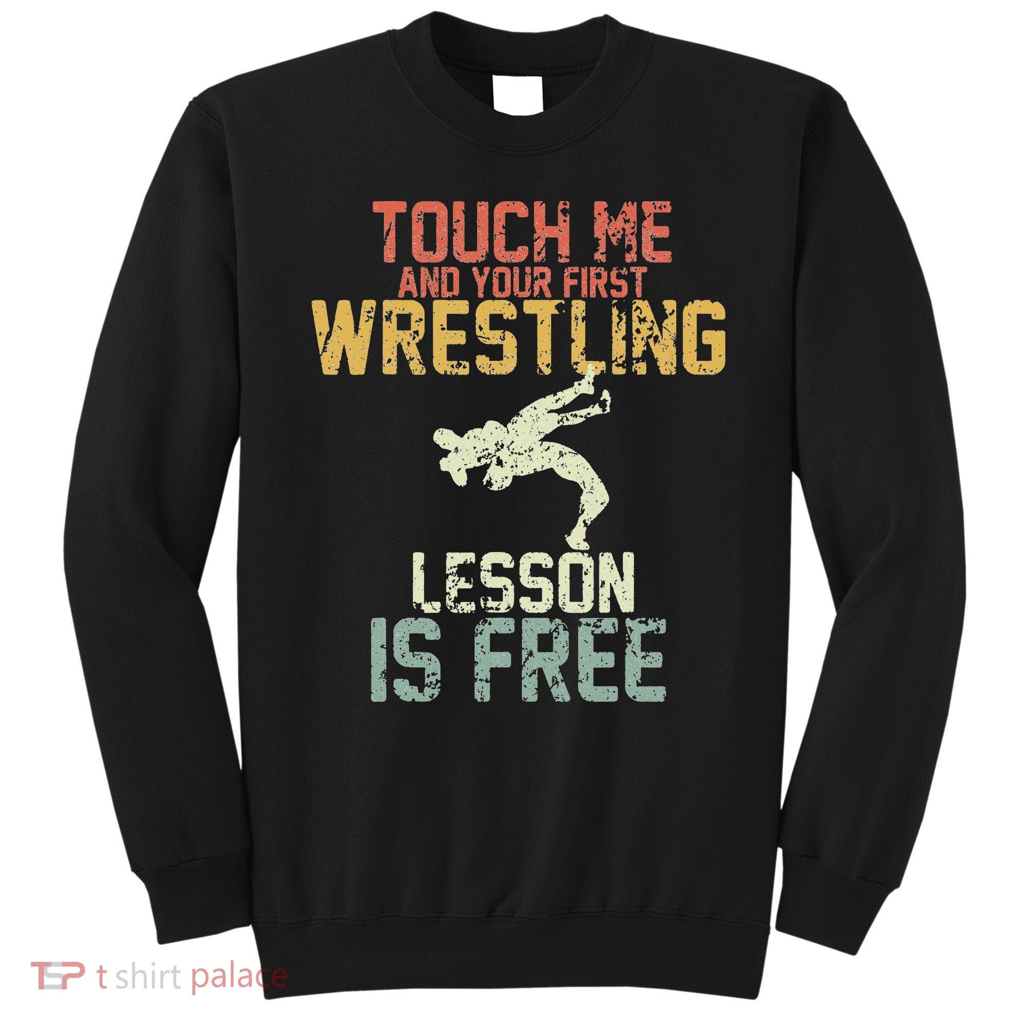 Wrestling Shirts  Funny Free Hugs Wrestling  Coach Sweatshirt