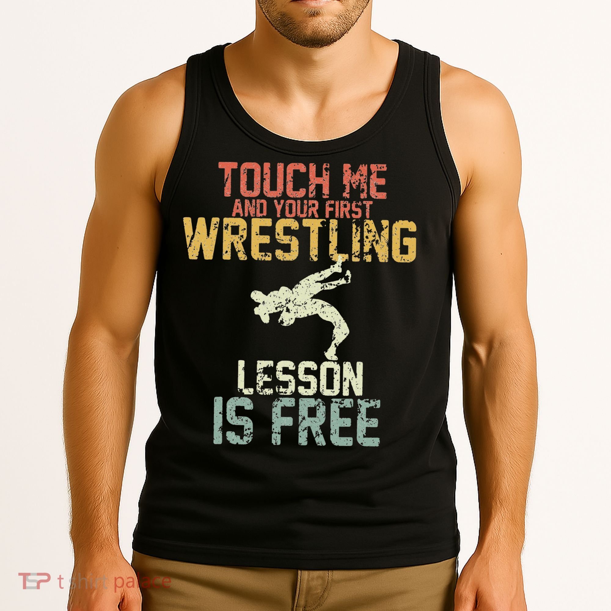 Wrestling Shirts  Funny Free Hugs Wrestling  Coach Tank Top