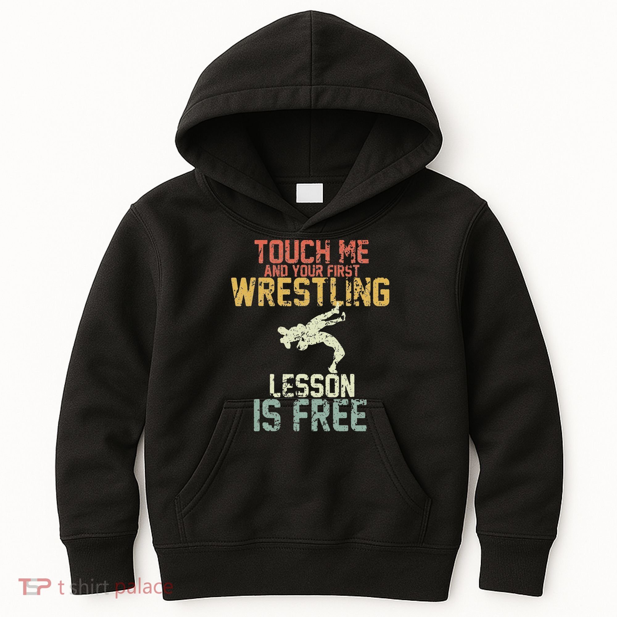 Wrestling Shirts  Funny Free Hugs Wrestling  Coach Kids Hoodie